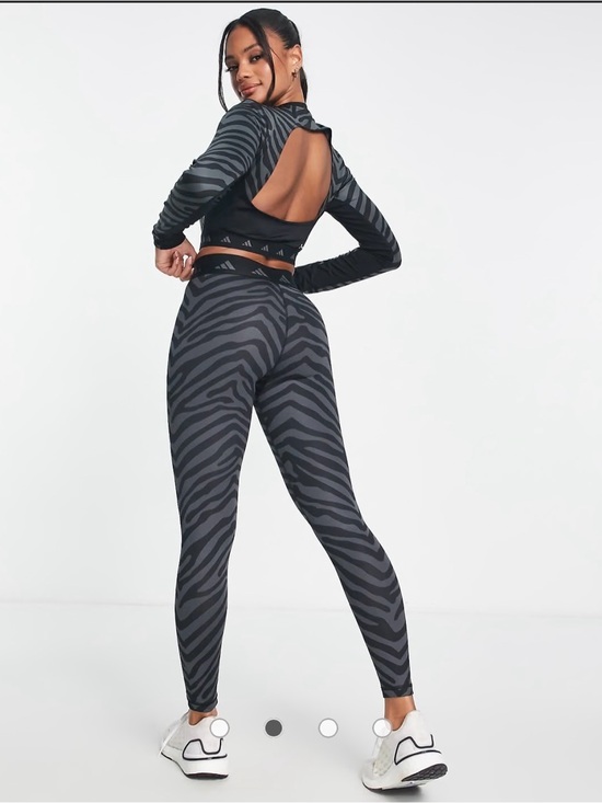 adidas Pants - adidas Women's Black & Gray Zebra Print High-Waist Leggings
